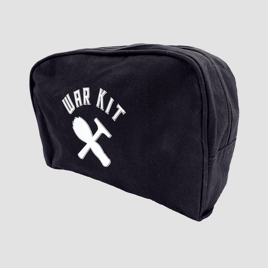 Trousse de toilette noire en coton imperméabilisé